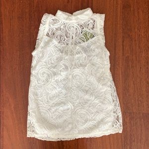 Lace mock neck blouse